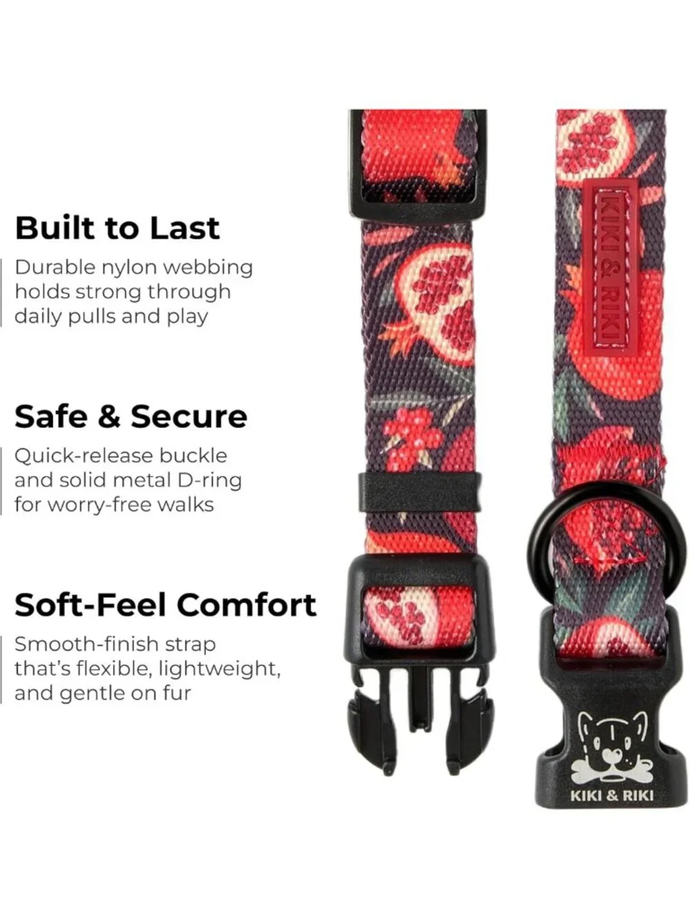 Adjustable Soft Nylon Dog Collar for Small Dogs, Quick-Release, Artist Print